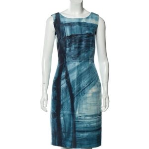 Carolina Herrera blue watercolor cocktail dress
